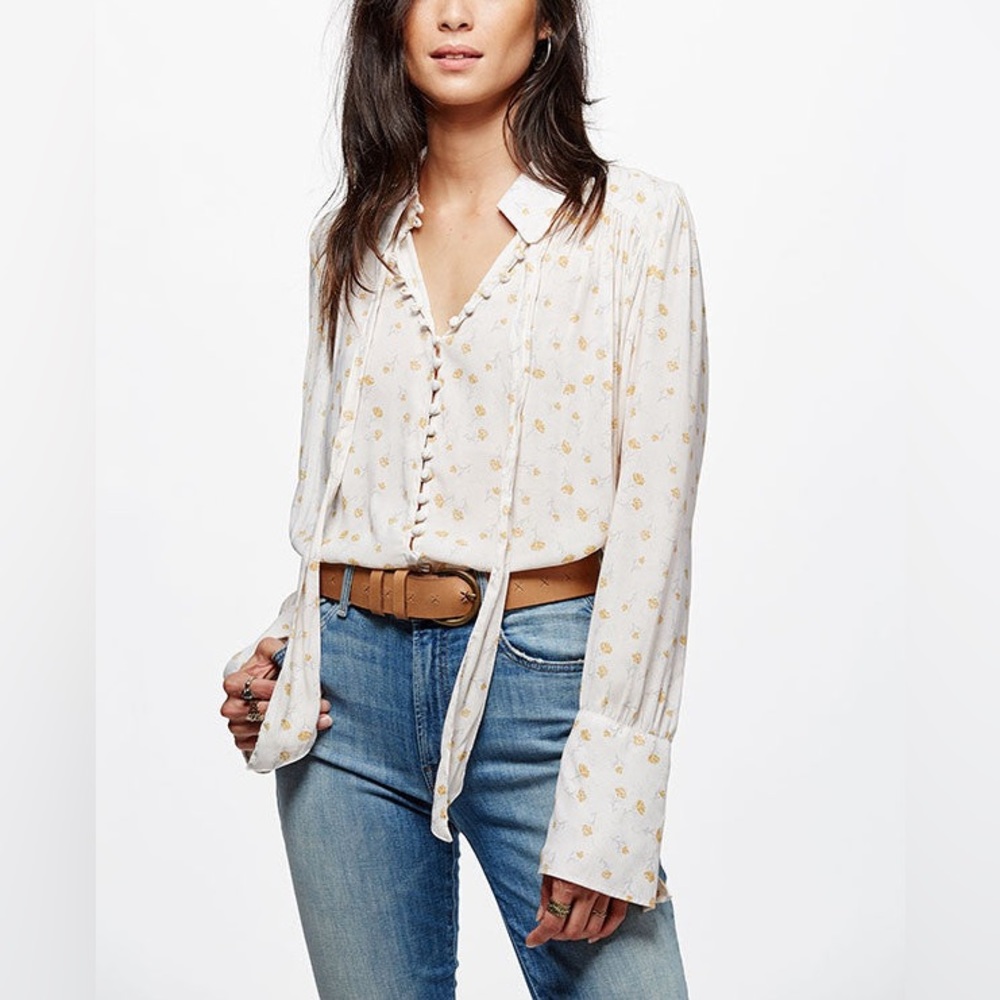 Free People New World Print Blouse